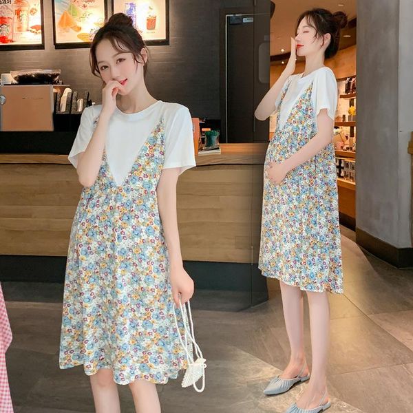 maternity dresses plus size pregnant women summer short slevee o-neck cotton patchwork floral chifon dress sweet pregnancy, White
maternity dresses plus size pregnant women summer short slevee o-neck cotton patchwork floral chifon dress sweet pregnancy, White