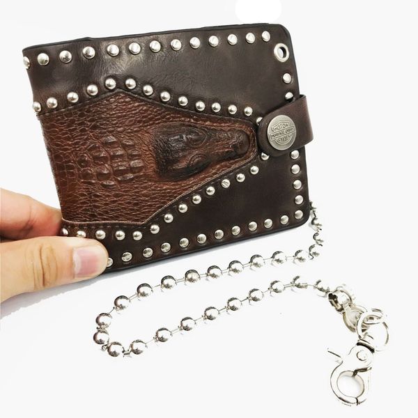 european and american punk retro men's short fashion wallet with pattern chain crocodile horizontal rivet wallet personality trendy oif, Red;black
european and american punk retro men's short fashion wallet with pattern chain crocodile horizontal rivet wallet personality trendy oif, Red;black