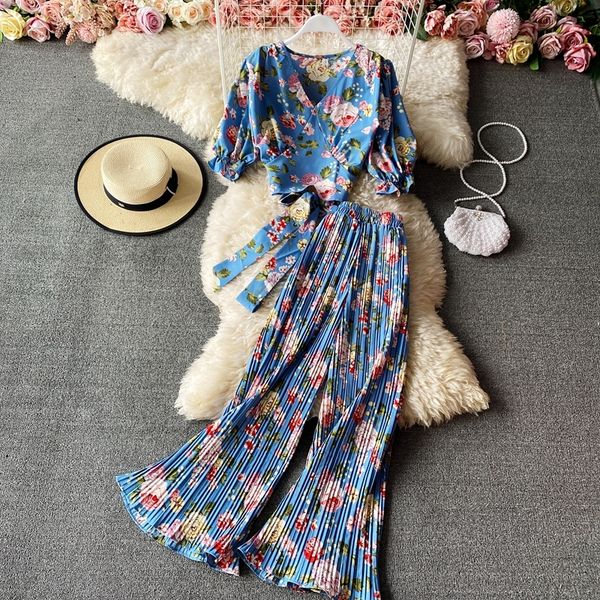 korean v-neck lace-up vintage short chiffon blouse womens high waist wide leg trousers two-piece fashion pants suit women 210420, White
korean v-neck lace-up vintage short chiffon blouse womens high waist wide leg trousers two-piece fashion pants suit women 210420, White