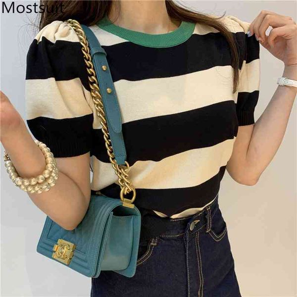 summer korean knitted striped t shirts women short sleeve o-neck casual fashion female tees pullovers t-shirts 210621, White
summer korean knitted striped t shirts women short sleeve o-neck casual fashion female tees pullovers t-shirts 210621, White