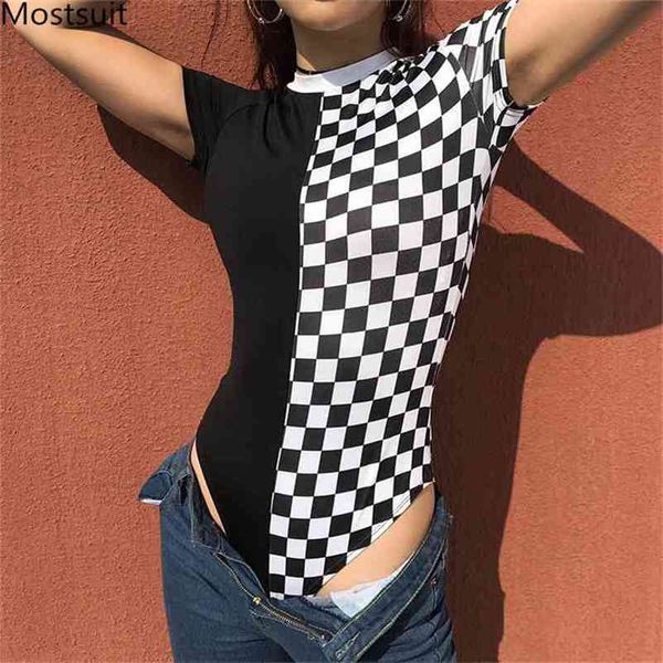 checkerboard bodysuit women summer spring skinny short sleeve plus size vintage streetwear 210513, Black;white
checkerboard bodysuit women summer spring skinny short sleeve plus size vintage streetwear 210513, Black;white