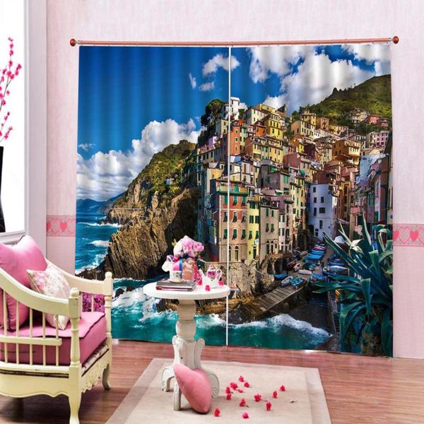 curtain & drapes custom blue sky and white clouds curtains with seaside villa landscape pos stereoscopic 3d printing blackout 
curtain & drapes custom blue sky and white clouds curtains with seaside villa landscape pos stereoscopic 3d printing blackout