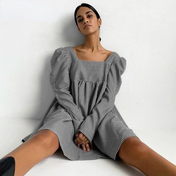 casual dresses black white plaid female autumn mini dress puff sleeve square neck elegant ladies vintage a line women 2021, Black;gray
casual dresses black white plaid female autumn mini dress puff sleeve square neck elegant ladies vintage a line women 2021, Black;gray