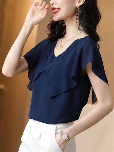 women's blouses & shirts summer fashion women shirt solid chiffon elegant office base butterfly sleeve v-neck 10 colors, White
women's blouses & shirts summer fashion women shirt solid chiffon elegant office base butterfly sleeve v-neck 10 colors, White
