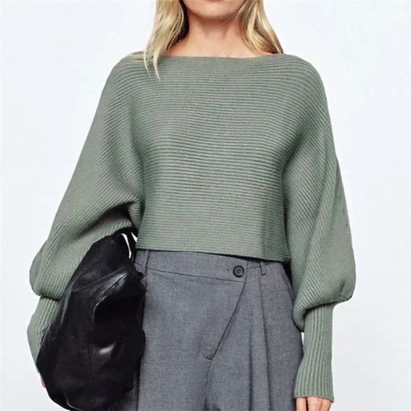 woman sweater loose slash neck batwing sleeve army green jumper spring clothes 210430, White;black
woman sweater loose slash neck batwing sleeve army green jumper spring clothes 210430, White;black