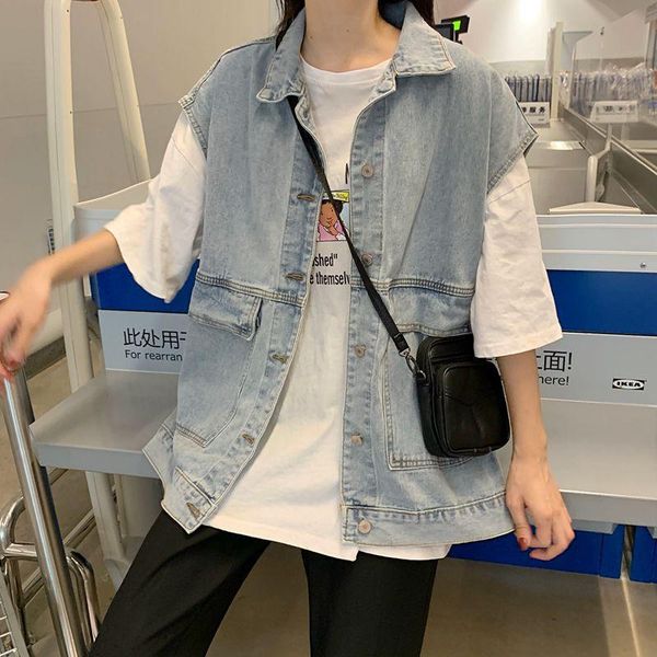 denim vest for women spring autumn female outerwear loose oversize large size sleeveless jacket coat vintage waistcoat 2021 women's ves, Black;white
denim vest for women spring autumn female outerwear loose oversize large size sleeveless jacket coat vintage waistcoat 2021 women's ves, Black;white
