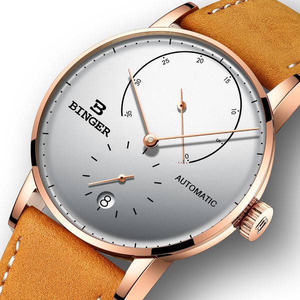 swiss binger men's watch luxury mark automatic mechanical man's watches sapphire man japan movement reloj hombre b-1187-6, Slivery;brown
swiss binger men's watch luxury mark automatic mechanical man's watches sapphire man japan movement reloj hombre b-1187-6, Slivery;brown