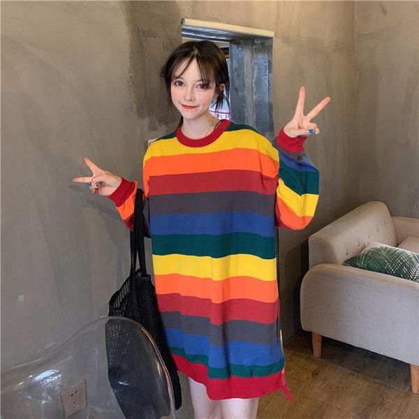 women's hoodies & sweatshirts women long sleeve rainbow striped o neck casual blouse pullover, Black
women's hoodies & sweatshirts women long sleeve rainbow striped o neck casual blouse pullover, Black