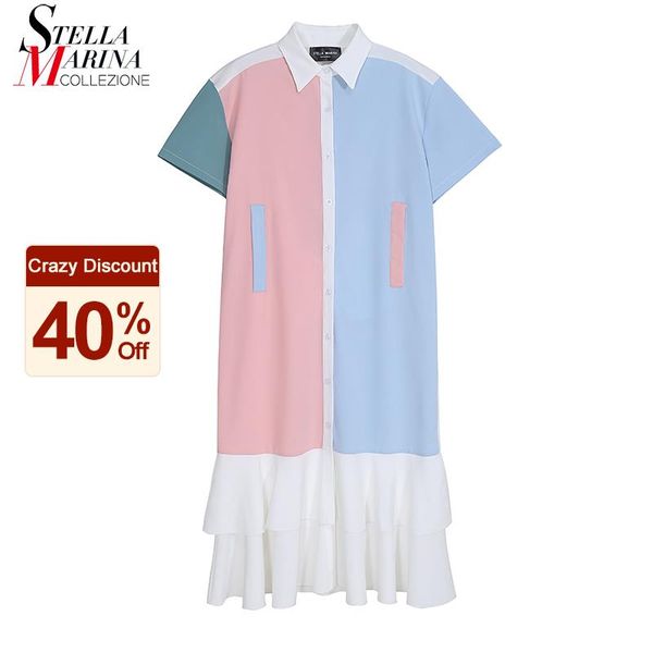 hit color design blue pink patchwork woman summer straight shirt dress ruffled hem ladies cute wear casual robe femme style 8223, Black;gray
hit color design blue pink patchwork woman summer straight shirt dress ruffled hem ladies cute wear casual robe femme style 8223, Black;gray
