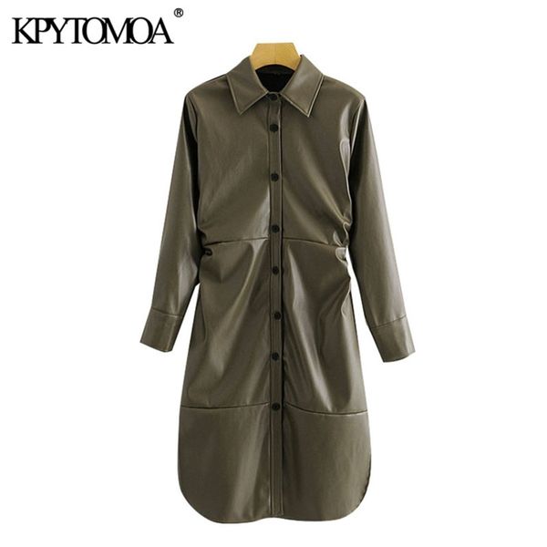 women chic fashion faux leather draped midi dress vintage long sleeves button-up side vents female dresses mujer 210421, Black;gray
women chic fashion faux leather draped midi dress vintage long sleeves button-up side vents female dresses mujer 210421, Black;gray