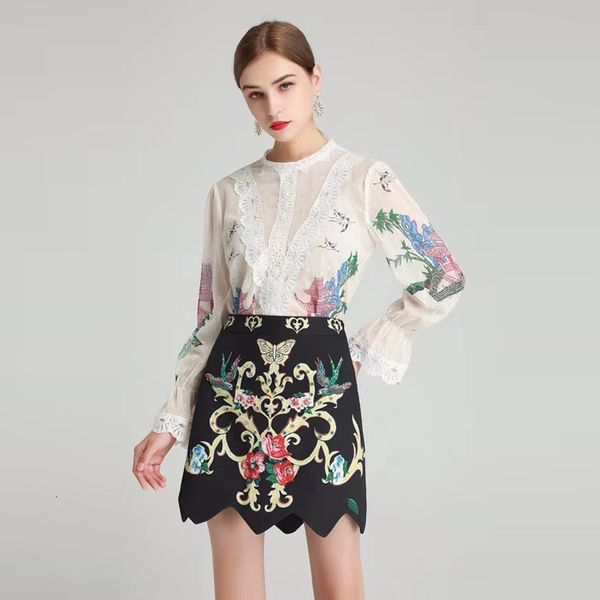 spring designer fashion lace chiffon sweat printing beads half skirt vintage female sets, Black
spring designer fashion lace chiffon sweat printing beads half skirt vintage female sets, Black