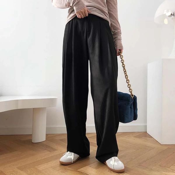 women wide leg cigarette suits trousers 2021 autumn femme high waist straight pants casual office business bottom women's & capris, Black;white
women wide leg cigarette suits trousers 2021 autumn femme high waist straight pants casual office business bottom women's & capris, Black;white