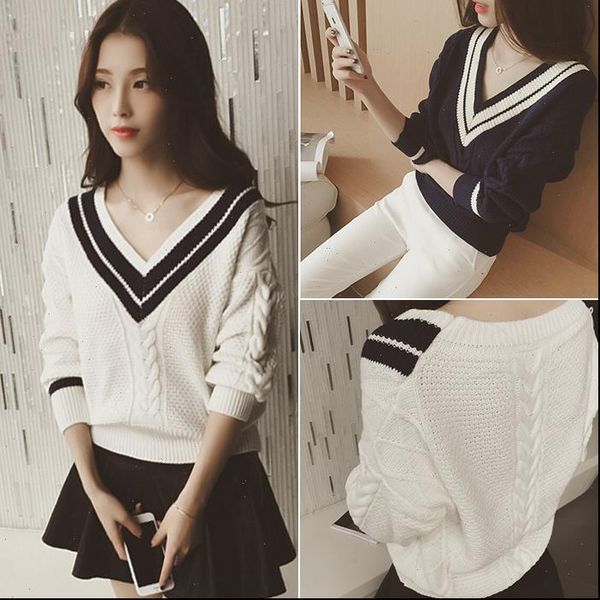 fv6693 womens sweater autumn winter women fashion casual warm nice pullover korean drop, White;black 
fv6693 womens sweater autumn winter women fashion casual warm nice pullover korean drop, White;black
