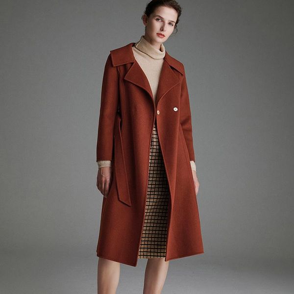 women's wool & blends shzq red 100% australian double-sided coat 2021 winter thick medium and long, Black
women's wool & blends shzq red 100% australian double-sided coat 2021 winter thick medium and long, Black