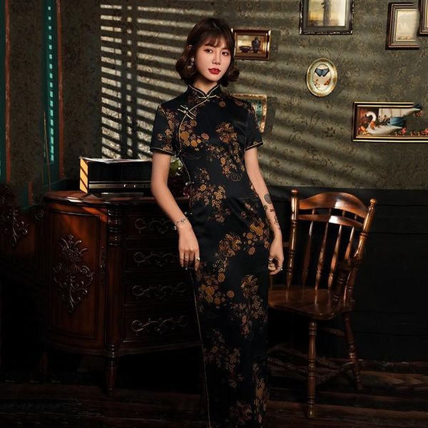 ethnic clothing lady satin qipao print flower formal party dress gown mandarin collar vintage button chinese cheongsam sheath vestidos, Red
ethnic clothing lady satin qipao print flower formal party dress gown mandarin collar vintage button chinese cheongsam sheath vestidos, Red