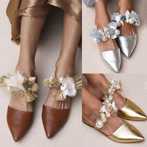 women sandals pointed toe mules flowers beach pearl summer fashion female lazy flat casual shoes plus size m140#, Black
women sandals pointed toe mules flowers beach pearl summer fashion female lazy flat casual shoes plus size m140#, Black