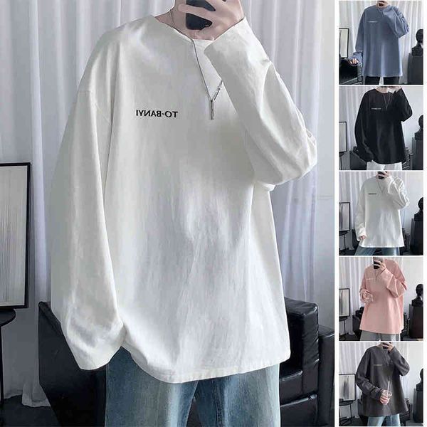 long sved men's autumn round neck couple's bottomed shirt with inside casual versatile t-shirt men, White;black
long sved men's autumn round neck couple's bottomed shirt with inside casual versatile t-shirt men, White;black