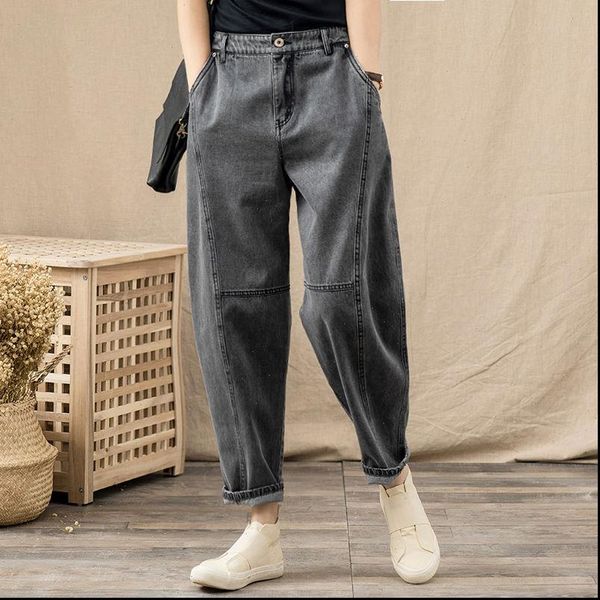 spring korea fashion women jean high waist loose vintage gray jeans all matched casual cotton denim harem pants, Blue
spring korea fashion women jean high waist loose vintage gray jeans all matched casual cotton denim harem pants, Blue