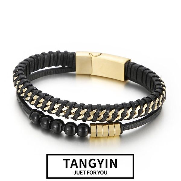 charm bracelets men punk style bracelet creative round bead chain winding braided cord stainless steel magnet buckle leather jewelry, Golden;silver
charm bracelets men punk style bracelet creative round bead chain winding braided cord stainless steel magnet buckle leather jewelry, Golden;silver