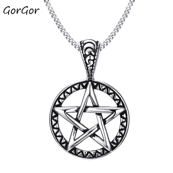 pendant necklaces gorgor trendy stainless steel solid five-pointed star round long chain necklace for business men jewelry gift pn-566, Silver
pendant necklaces gorgor trendy stainless steel solid five-pointed star round long chain necklace for business men jewelry gift pn-566, Silver