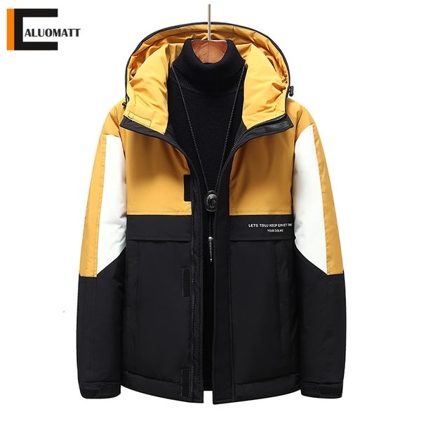 men's down jacket hooded thick warm patchwork men parkas casual slim white duck puffer winter male snow windbreaker coat, Black
men's down jacket hooded thick warm patchwork men parkas casual slim white duck puffer winter male snow windbreaker coat, Black