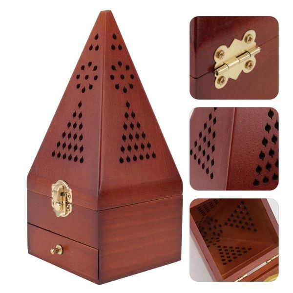 1pc simulated pyramid incense burner wooden retro censer home decor dark red fragrance lamps
1pc simulated pyramid incense burner wooden retro censer home decor dark red fragrance lamps