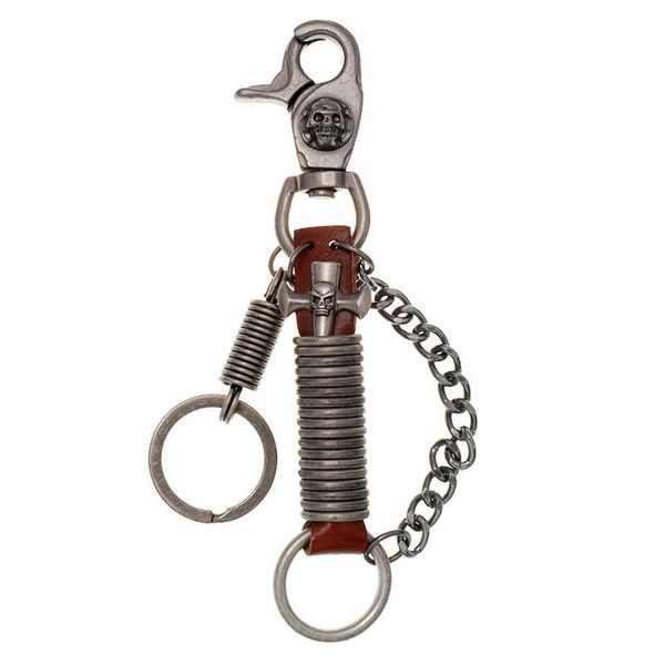 keychains men's domineering skull keychain spring cowhide key chain punk jewelry jeans pendant locomotive riding accessories, Silver
keychains men's domineering skull keychain spring cowhide key chain punk jewelry jeans pendant locomotive riding accessories, Silver