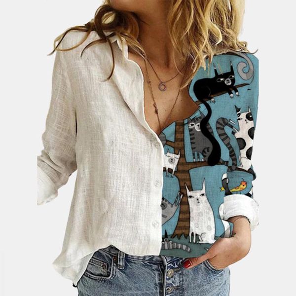 women's blouses & shirts women shirt long sleeve casual halloween cartoon print spring autumn blouse loose button plus size top, White
women's blouses & shirts women shirt long sleeve casual halloween cartoon print spring autumn blouse loose button plus size top, White