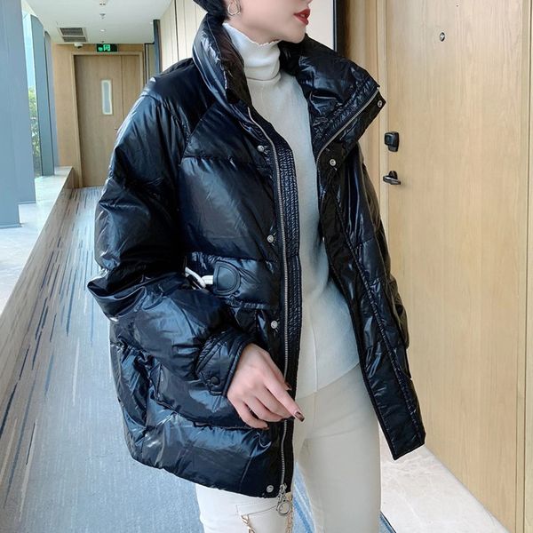women's parkas down ladies jacket 2021 winter korean style temperament fashion bright face short thickened stand collar white, Black
women's parkas down ladies jacket 2021 winter korean style temperament fashion bright face short thickened stand collar white, Black