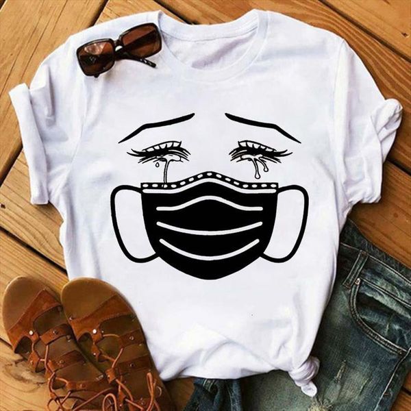 maycaur tears falling from the women eyes with mask fashion round neck cartoon graphic korean tees female, White
maycaur tears falling from the women eyes with mask fashion round neck cartoon graphic korean tees female, White