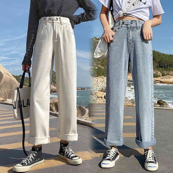 white high waist straight jeans denim pants women spring casual loose wide leg trousers girls baggy 210514, Blue
white high waist straight jeans denim pants women spring casual loose wide leg trousers girls baggy 210514, Blue