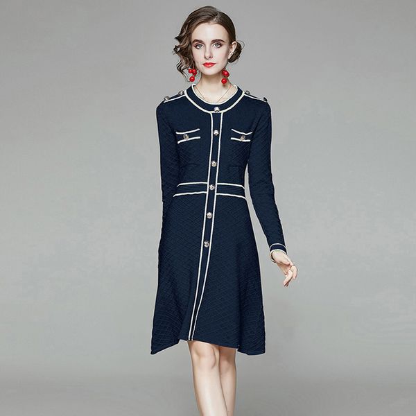 women spring designer elegant pocket button plaid dress slim office party robe female vintage knitted dresses vestidos 210525, Black;gray
women spring designer elegant pocket button plaid dress slim office party robe female vintage knitted dresses vestidos 210525, Black;gray