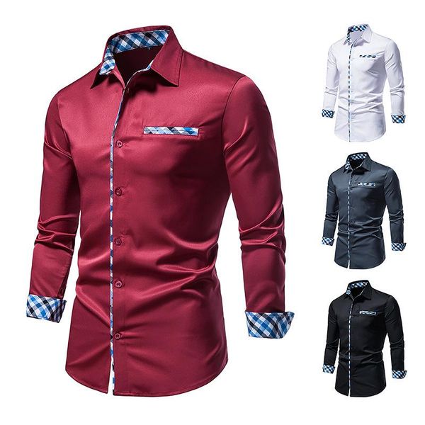 men's casual shirts 2022 trend dress long sleeve shirt formal business button, White;black 
men's casual shirts 2022 trend dress long sleeve shirt formal business button, White;black
