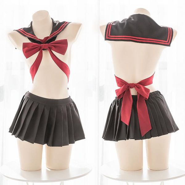 bras sets women cosplay costume underwear japanese halter hollow cross straps navy sailor collar uniform skirt suit role play, Red;black
bras sets women cosplay costume underwear japanese halter hollow cross straps navy sailor collar uniform skirt suit role play, Red;black