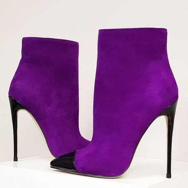2021 black pointed toe ankle boots purple red suede patchwork stiletto dress shoes zipper 1
2021 black pointed toe ankle boots purple red suede patchwork stiletto dress shoes zipper 1