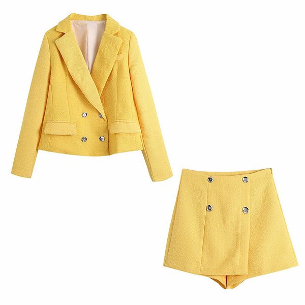 za women fashion yellow shorts skirt chic lady suits textured double-breasted casual high-waisted skirts 210521, White;black
za women fashion yellow shorts skirt chic lady suits textured double-breasted casual high-waisted skirts 210521, White;black