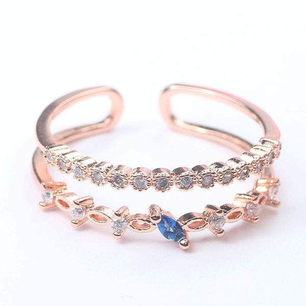 version simple zircon color retaining ring temperament fake double open ring versatile ring female, Blue;gray
version simple zircon color retaining ring temperament fake double open ring versatile ring female, Blue;gray