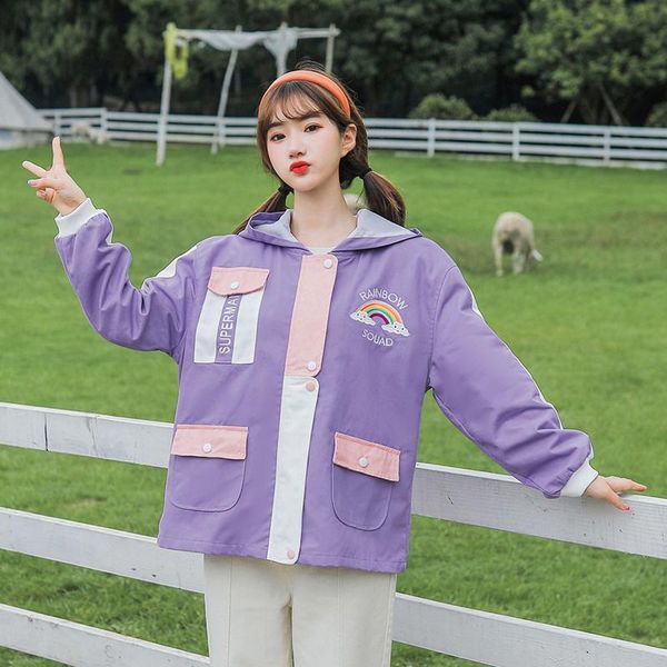 women's jackets cartoon embroider zipper jacket rainbow coat women 2021 fall winter fashion long sleeve patchwork girls outerwear chaqu, Black;brown
women's jackets cartoon embroider zipper jacket rainbow coat women 2021 fall winter fashion long sleeve patchwork girls outerwear chaqu, Black;brown