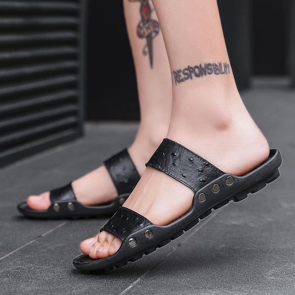 sandals men's genuine leather men summer breathable shoes leisure slippers flip-flops footwear soft, Black
sandals men's genuine leather men summer breathable shoes leisure slippers flip-flops footwear soft, Black