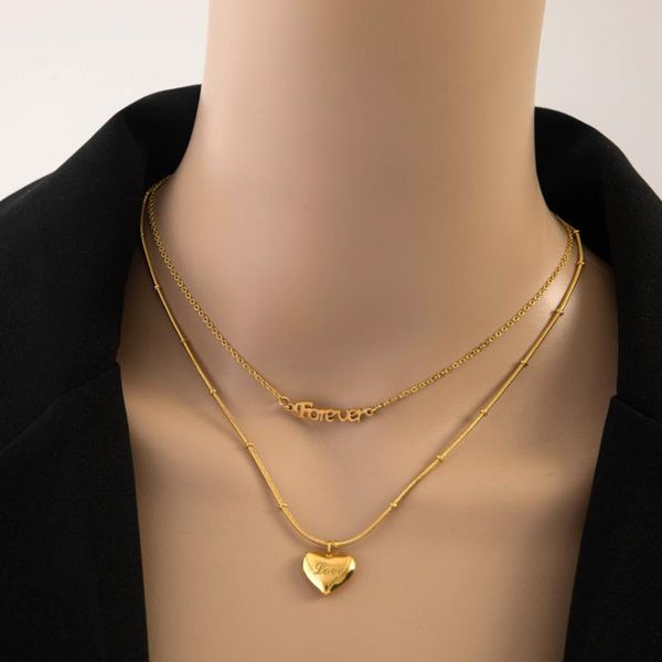 chains 316l stainless steel 2 layer forever love charms beaded chain choker necklace for women fashion fine jewelry birthday gift, Silver
chains 316l stainless steel 2 layer forever love charms beaded chain choker necklace for women fashion fine jewelry birthday gift, Silver