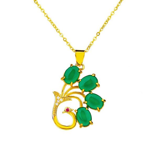 24k gold inlaid green rhinestone peacock open screen pendant necklace for women wedding link chain charm choker mothers day gift necklaces, Silver 
24k gold inlaid green rhinestone peacock open screen pendant necklace for women wedding link chain charm choker mothers day gift necklaces, Silver