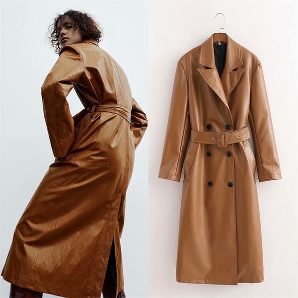 women pu leather za trench coat jacket winter belt thick warm turn-down collar windbreakerfemale fashion drawstring outwear 210422, Tan;black
women pu leather za trench coat jacket winter belt thick warm turn-down collar windbreakerfemale fashion drawstring outwear 210422, Tan;black