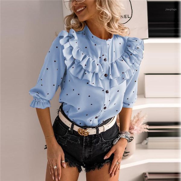 women's blouses & shirts fashion ruffles and blouse women autumn winter round neck casual ladies blue pink khaki plus size dot offi, White
women's blouses & shirts fashion ruffles and blouse women autumn winter round neck casual ladies blue pink khaki plus size dot offi, White