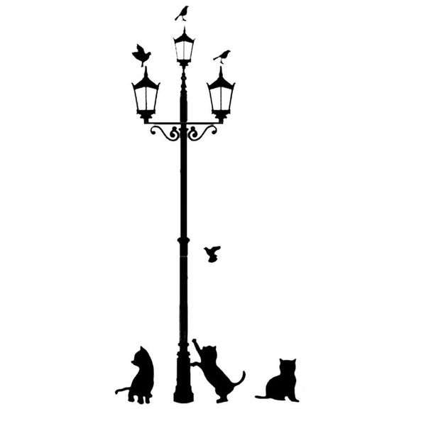 wall stickers diy wallpaper mural removable 3 small cats under the street lamp (black)
wall stickers diy wallpaper mural removable 3 small cats under the street lamp (black)