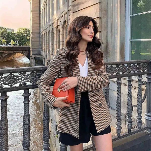 autumn winter women blazer plaid check long sleeves 2 colors coat fashion casual chic femme veste 210420, White;black
autumn winter women blazer plaid check long sleeves 2 colors coat fashion casual chic femme veste 210420, White;black