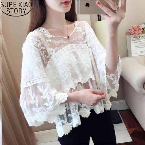 embroidery flower white lace blouse casual vintage summer women blusas mujer de moda loose ladies 5464 50 210506
embroidery flower white lace blouse casual vintage summer women blusas mujer de moda loose ladies 5464 50 210506