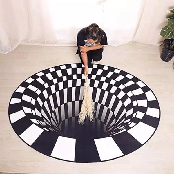 vortex illusion rug bottomless hole carpet round black white grid room anti-slip floor mats home fashion carpets
vortex illusion rug bottomless hole carpet round black white grid room anti-slip floor mats home fashion carpets