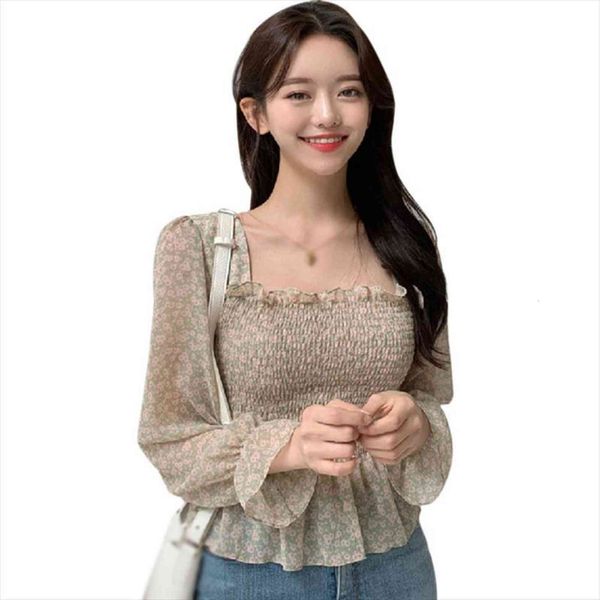 korean floral womens blouses square collar early spring autumn halter bubble chiffon light green l b, White
korean floral womens blouses square collar early spring autumn halter bubble chiffon light green l b, White