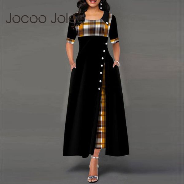 maxi dress women half sleeve o neck plaid button patchwork irregular long lady checkered stitching midi 210428, Black;gray
maxi dress women half sleeve o neck plaid button patchwork irregular long lady checkered stitching midi 210428, Black;gray
