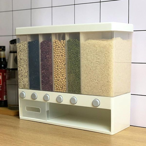 storage bottles & jars 10kg wall mounted divided rice and cereal dispenser automatic plastic box 6 moisture proof racks
storage bottles & jars 10kg wall mounted divided rice and cereal dispenser automatic plastic box 6 moisture proof racks